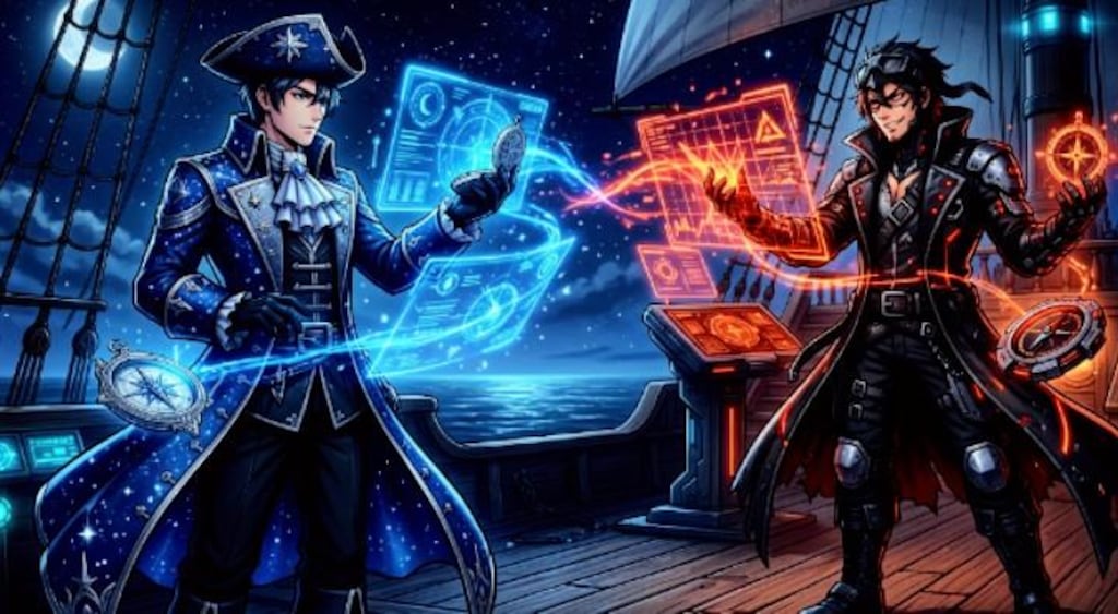 情報の海上で、熾烈な争い。　　　　　　　　　　　　　　　　　ジェミニAI   VS  グロック                      　　　　｢海賊服バージョン。｣