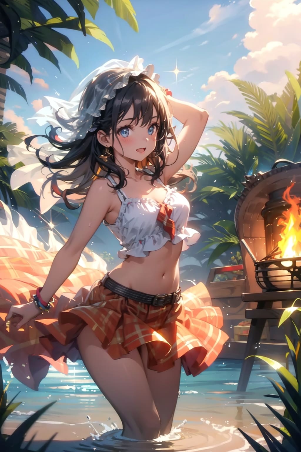 涼を取る踊り子の女の子