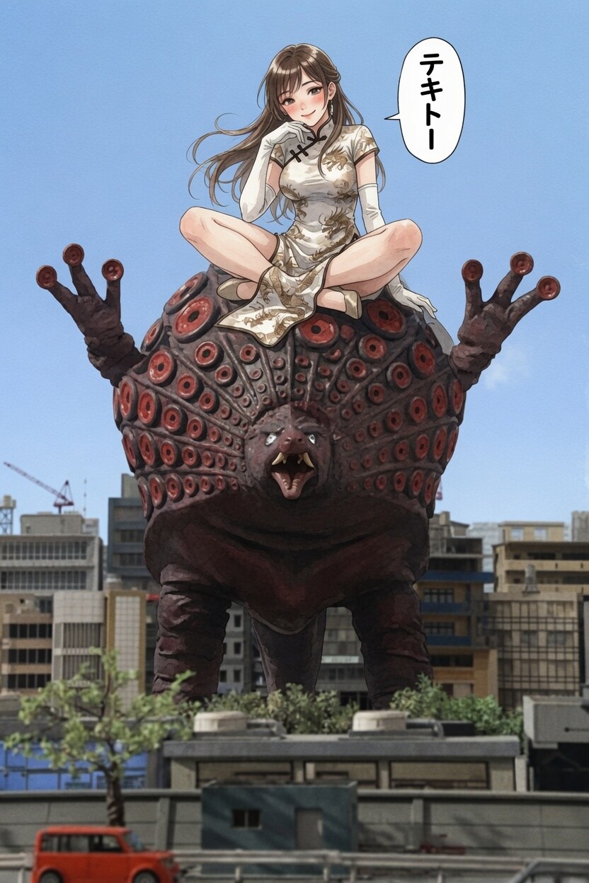 タコに乗った少女