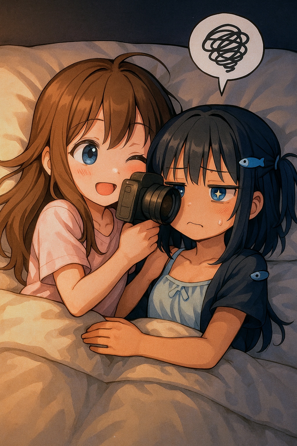 こなつちゃんに密着取材する小さな女の子