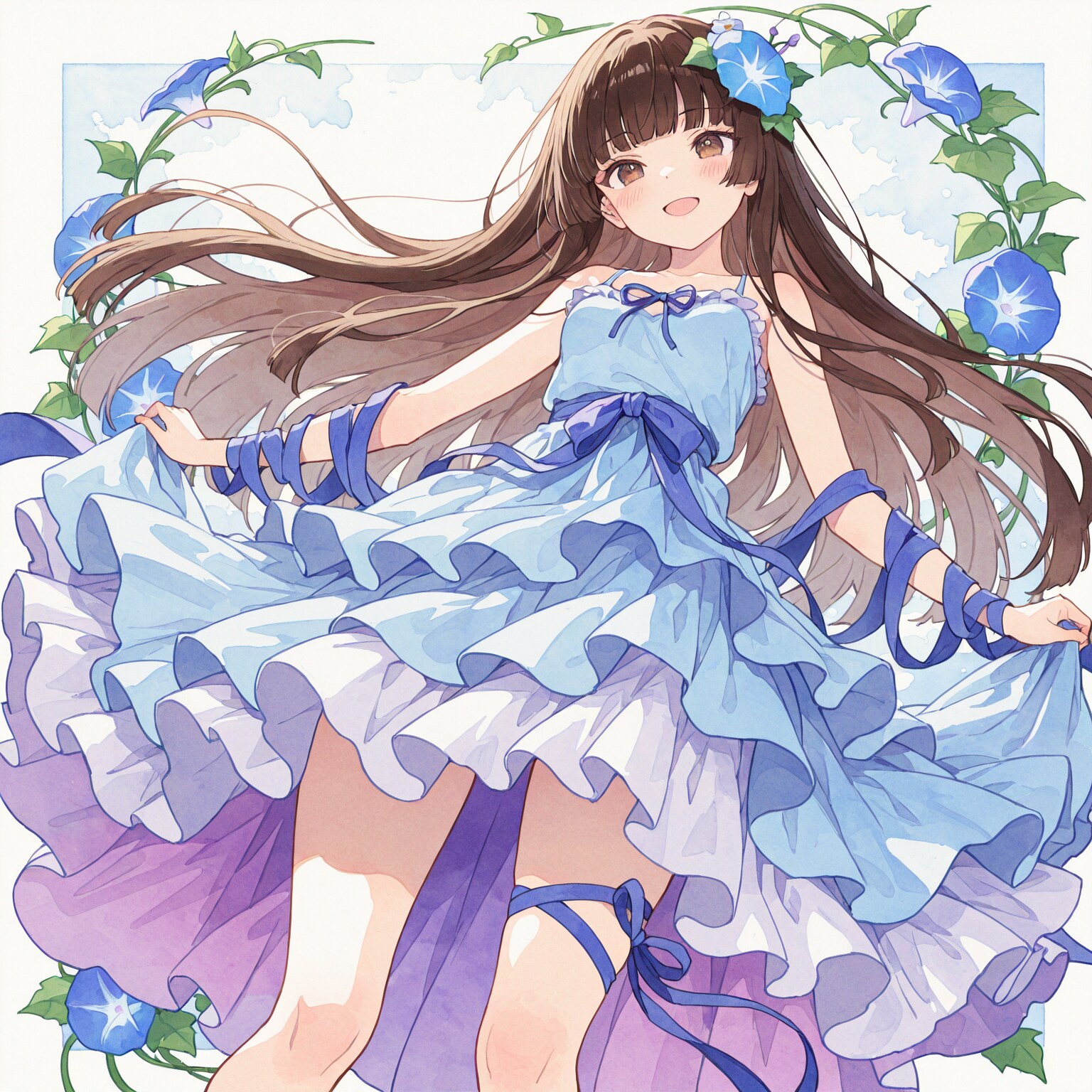 朝顔のドレス | の人気AIイラスト・グラビア