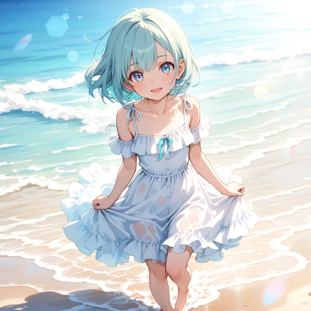 波打ち際のLARIMARちゃん