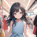 ウィンドウショッピングを楽しむ小さな女の子 2枚目