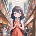 ウィンドウショッピングを楽しむ小さな女の子 3枚目