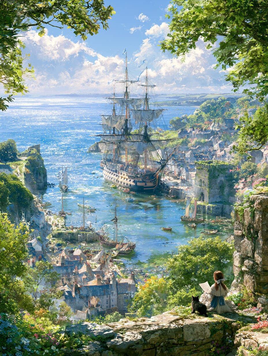 入江に光る白い帆 | の人気AIイラスト・グラビア