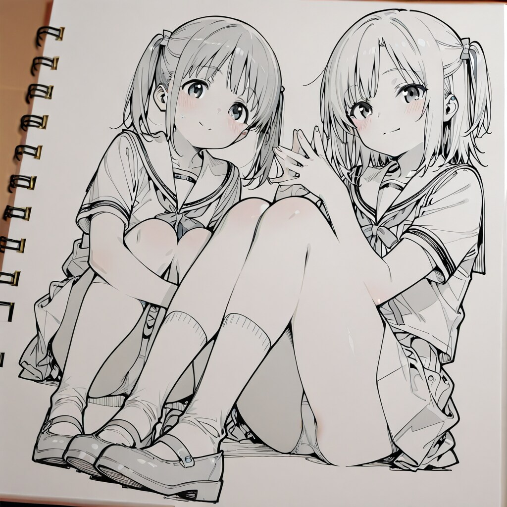 下書きの女の子