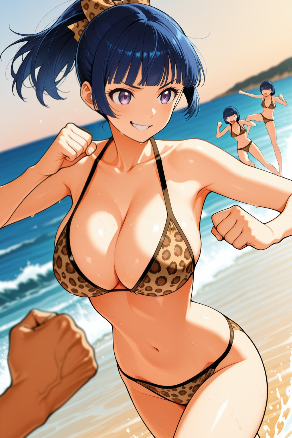ポニテおバカ娘のビーチでビキニ空手👙🥋