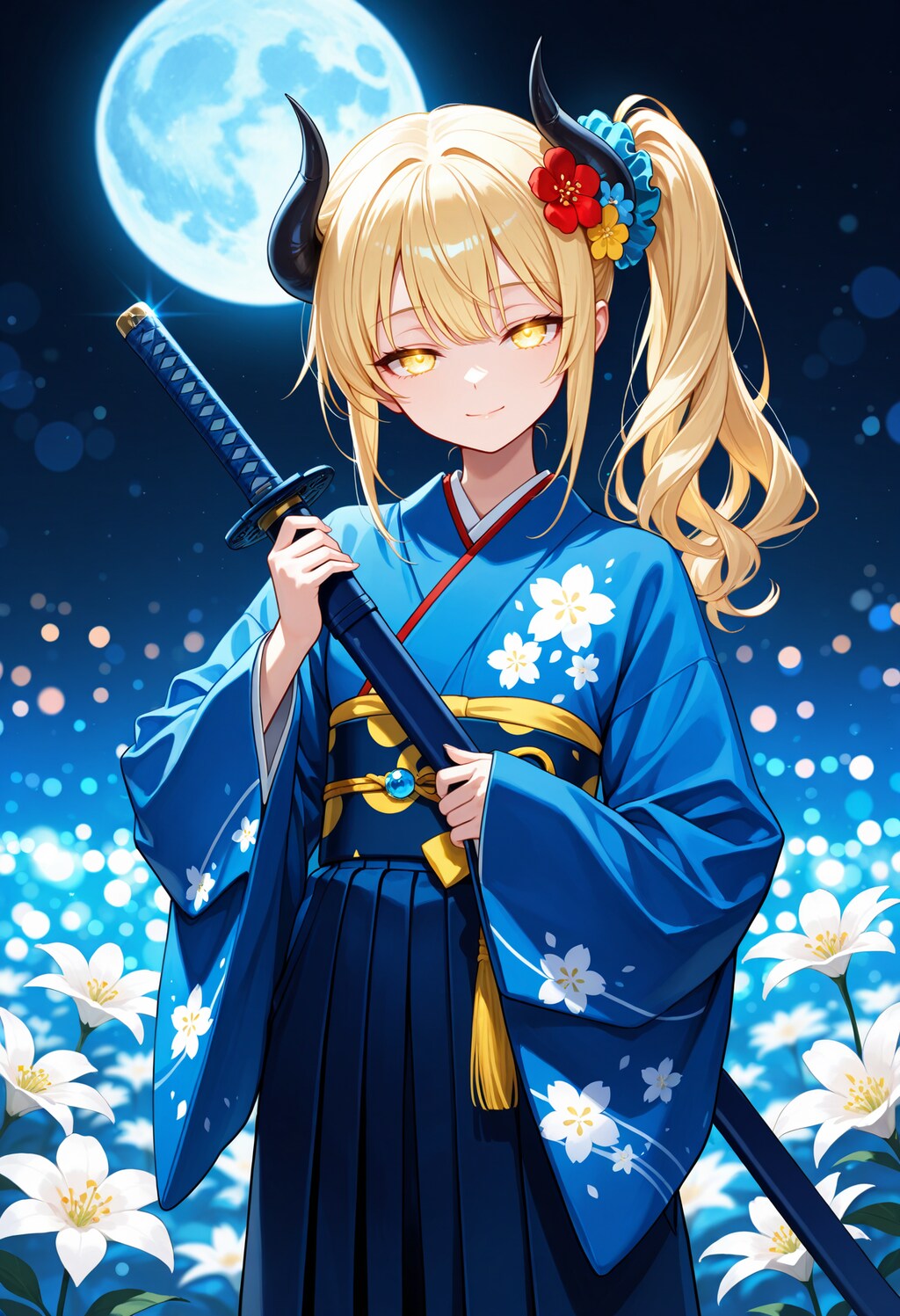 青い月と女鬼高生さん