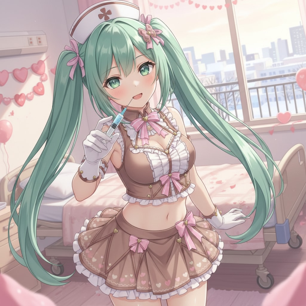 みどツイさん。アニメ調。ナース。2月12日  #ペニシリンの日