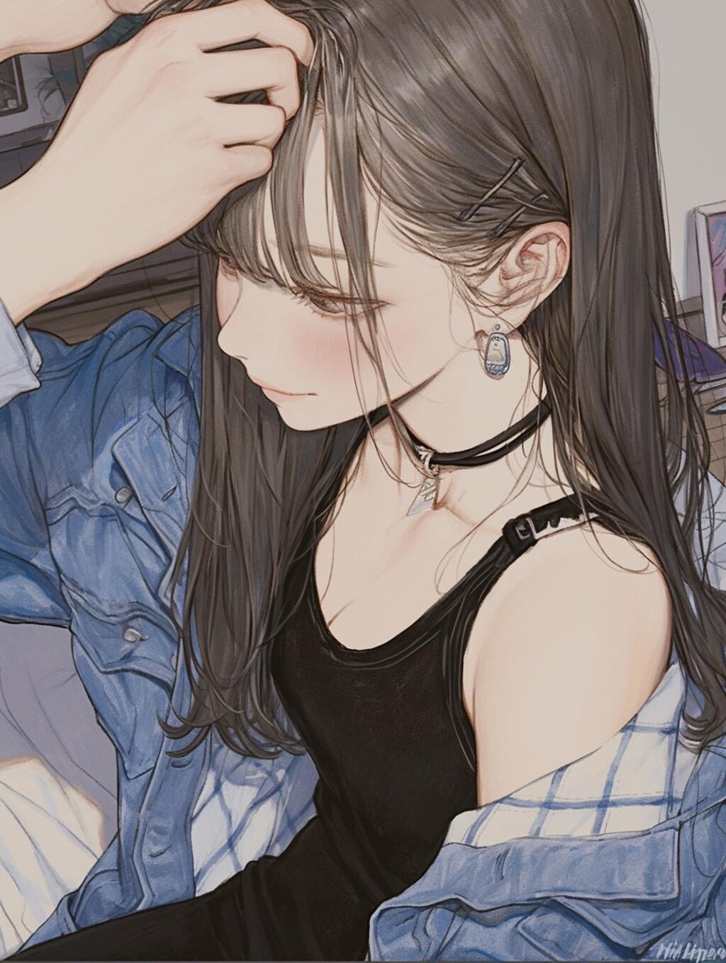 髪にふれる