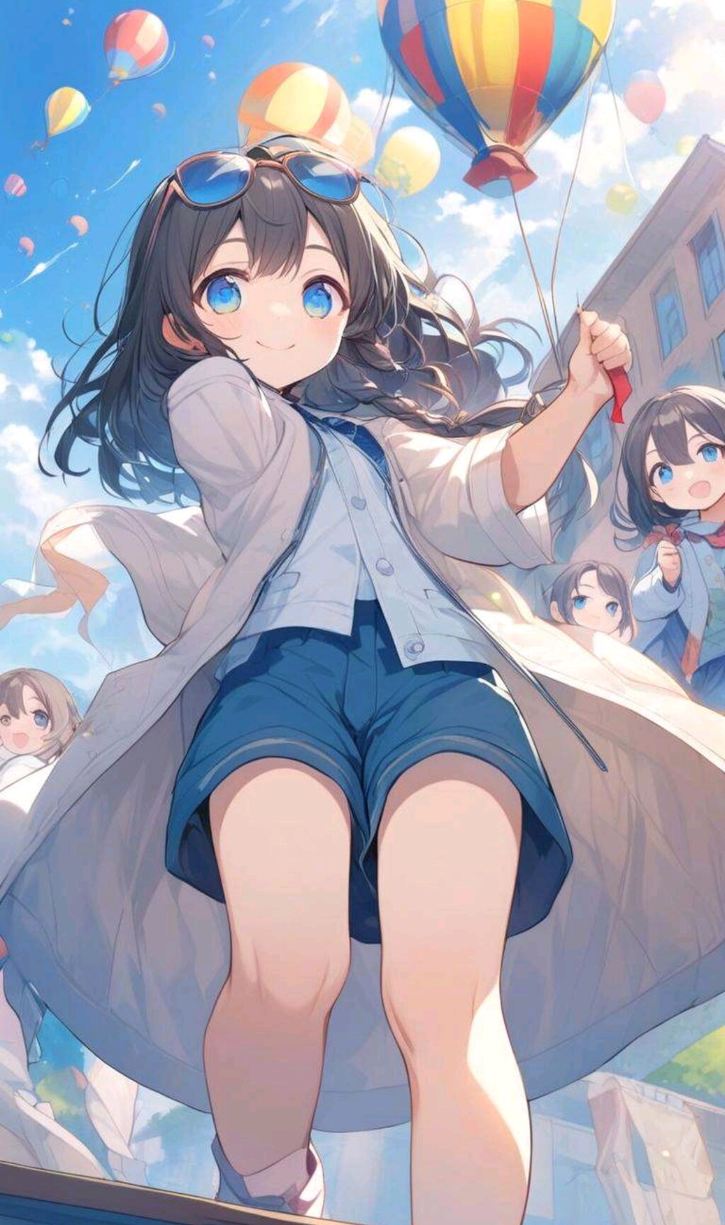 文化祭 熱気球飛ばしをする小さな女の子