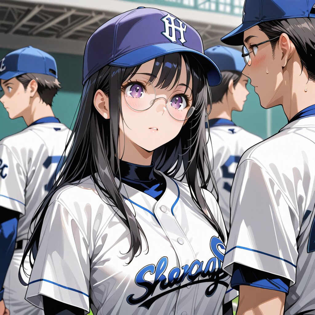 野球部マネージャーの黒髪メガネ | の人気AIイラスト・グラビア