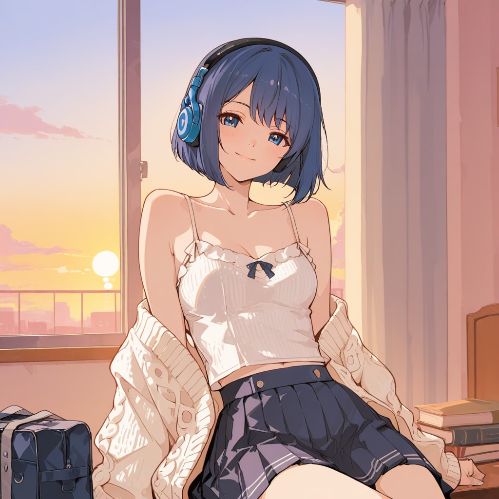 夕暮れの窓辺でチルタイム