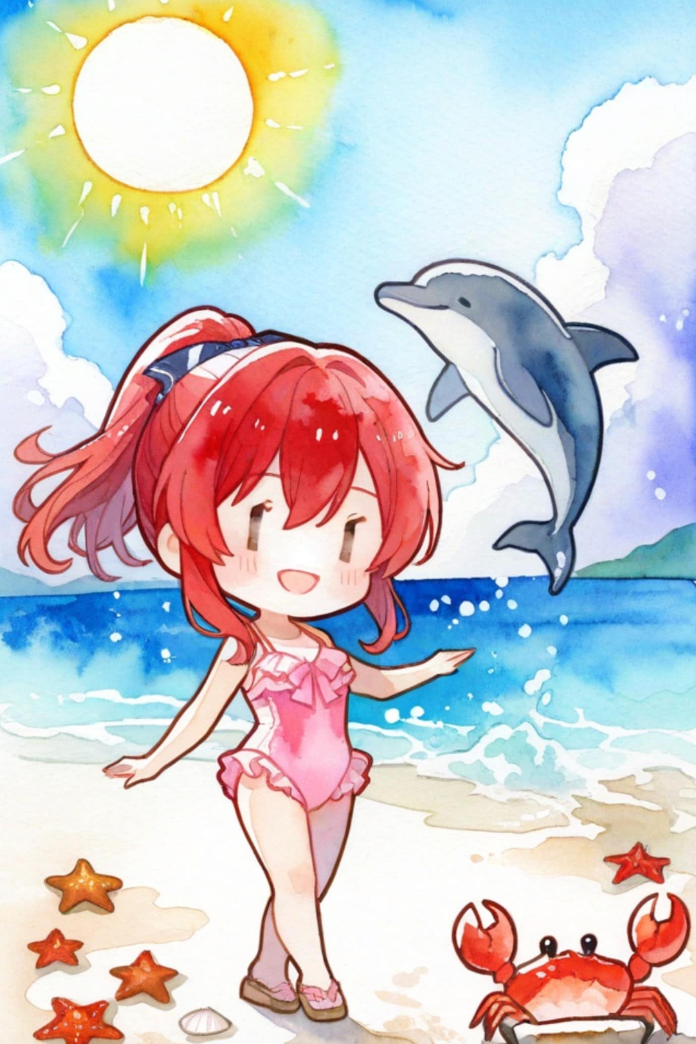 リゾートの赤髪ちゃん
