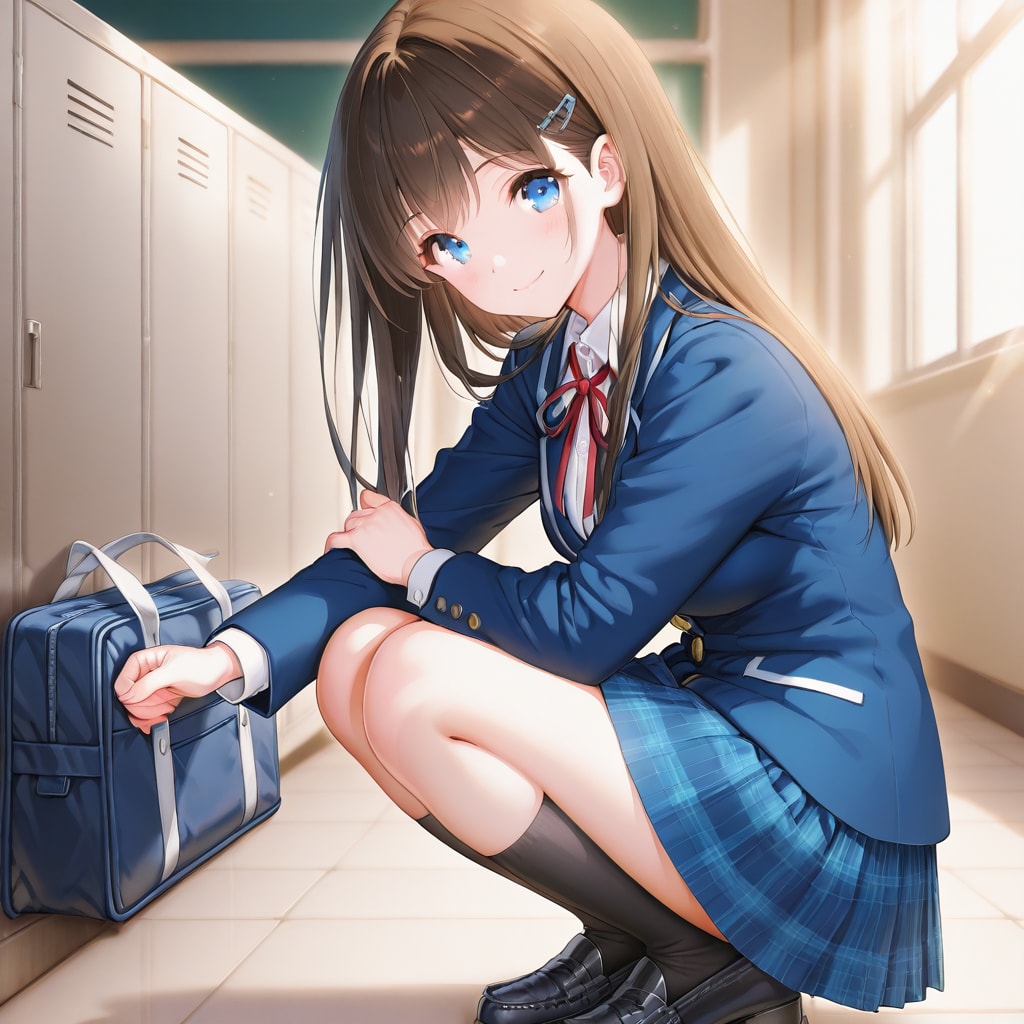 しゃがみ少女 | の人気AIイラスト・グラビア