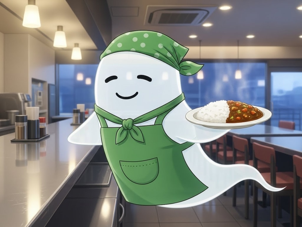 スーパーちちぷいの社員食堂で配膳担当のお化けさん