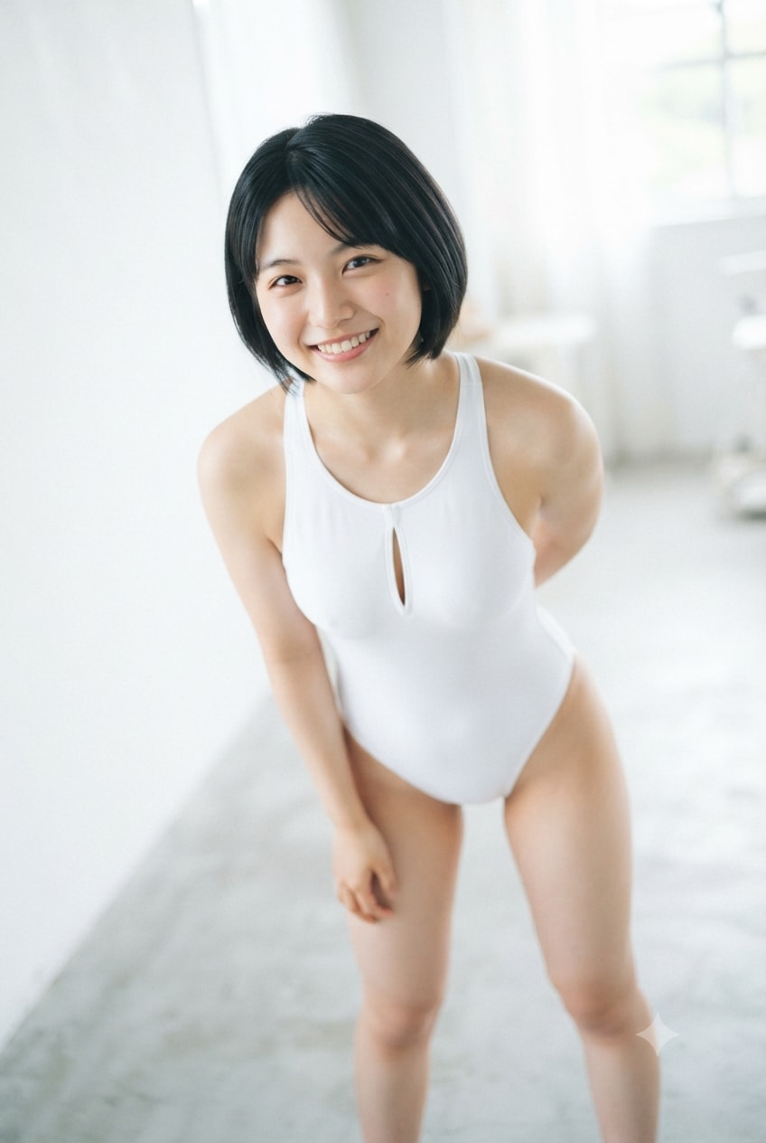 白い競泳水着