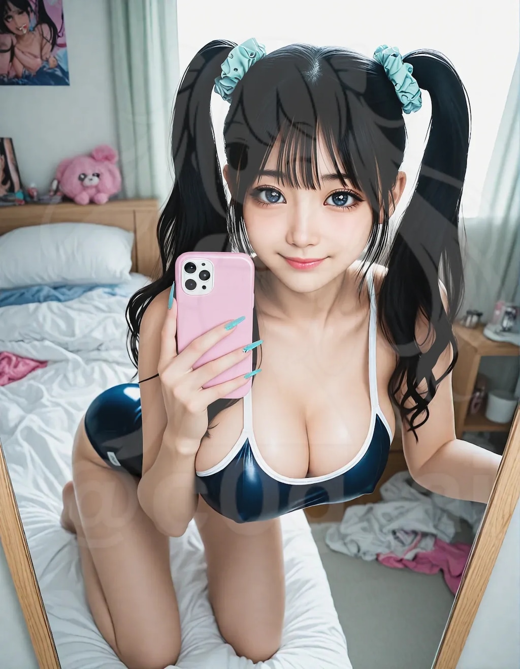 オタクくんにスク水セルフィを売りつけて、お小遣いをかせぐ眞由香