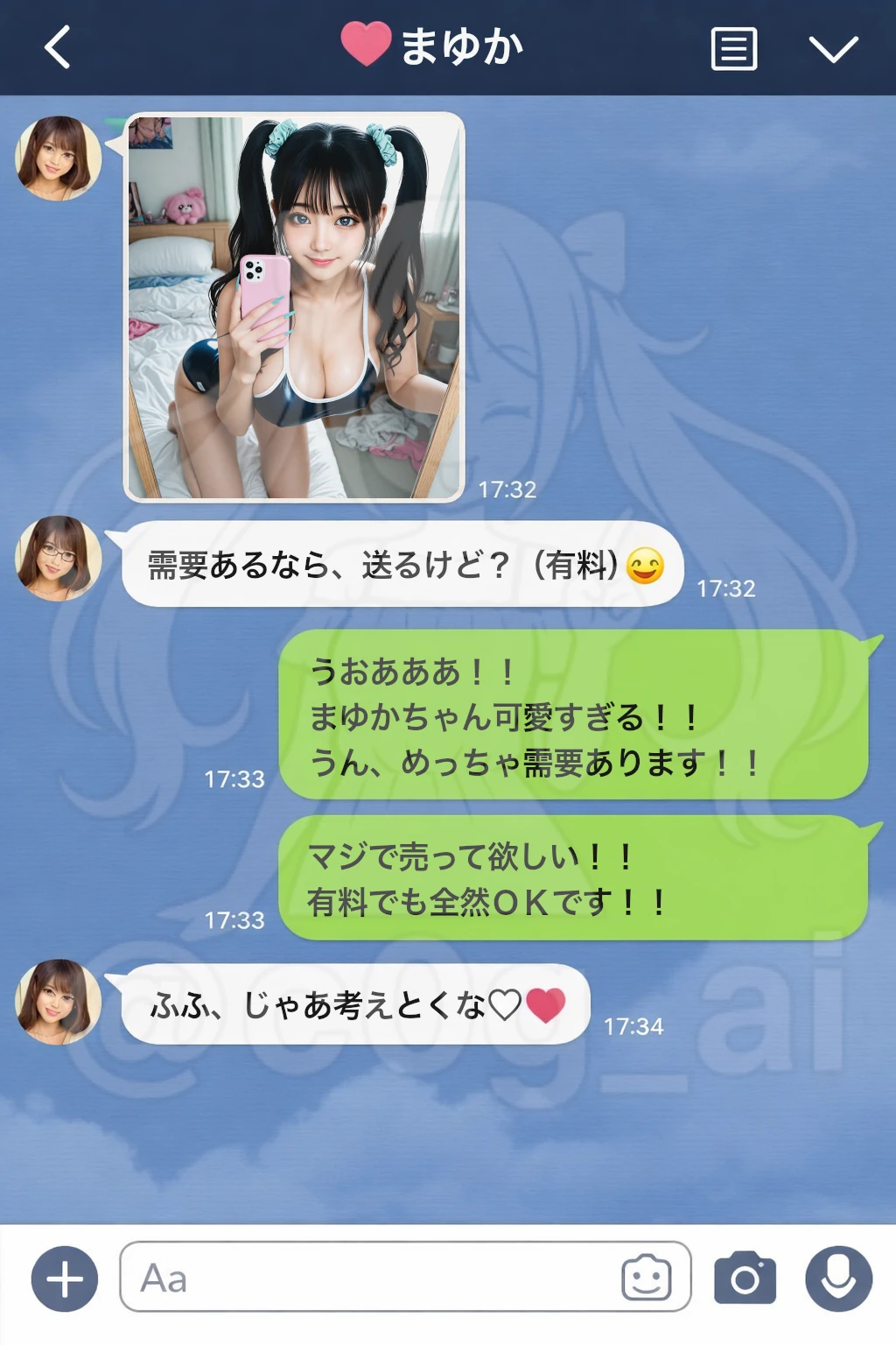 オタクくんにスク水セルフィを売りつけて、お小遣いをかせぐ眞由香