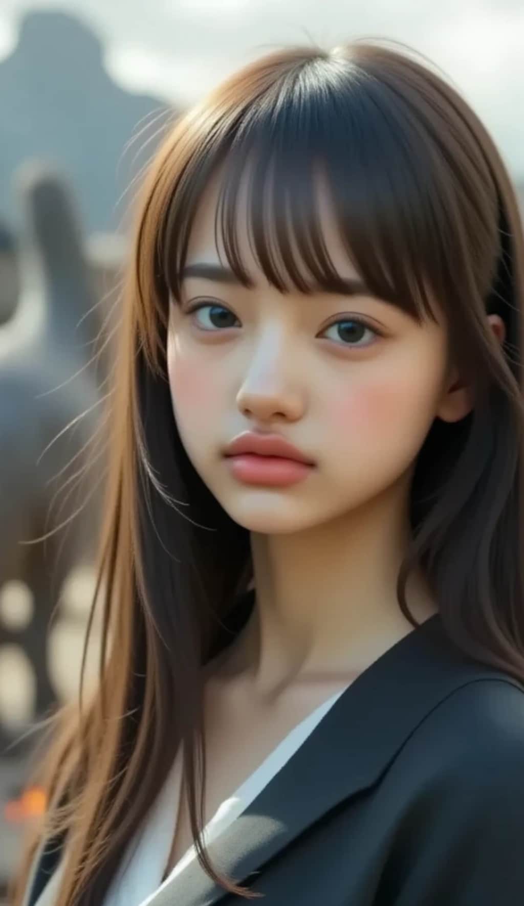 四足歩行×黒髪ロング