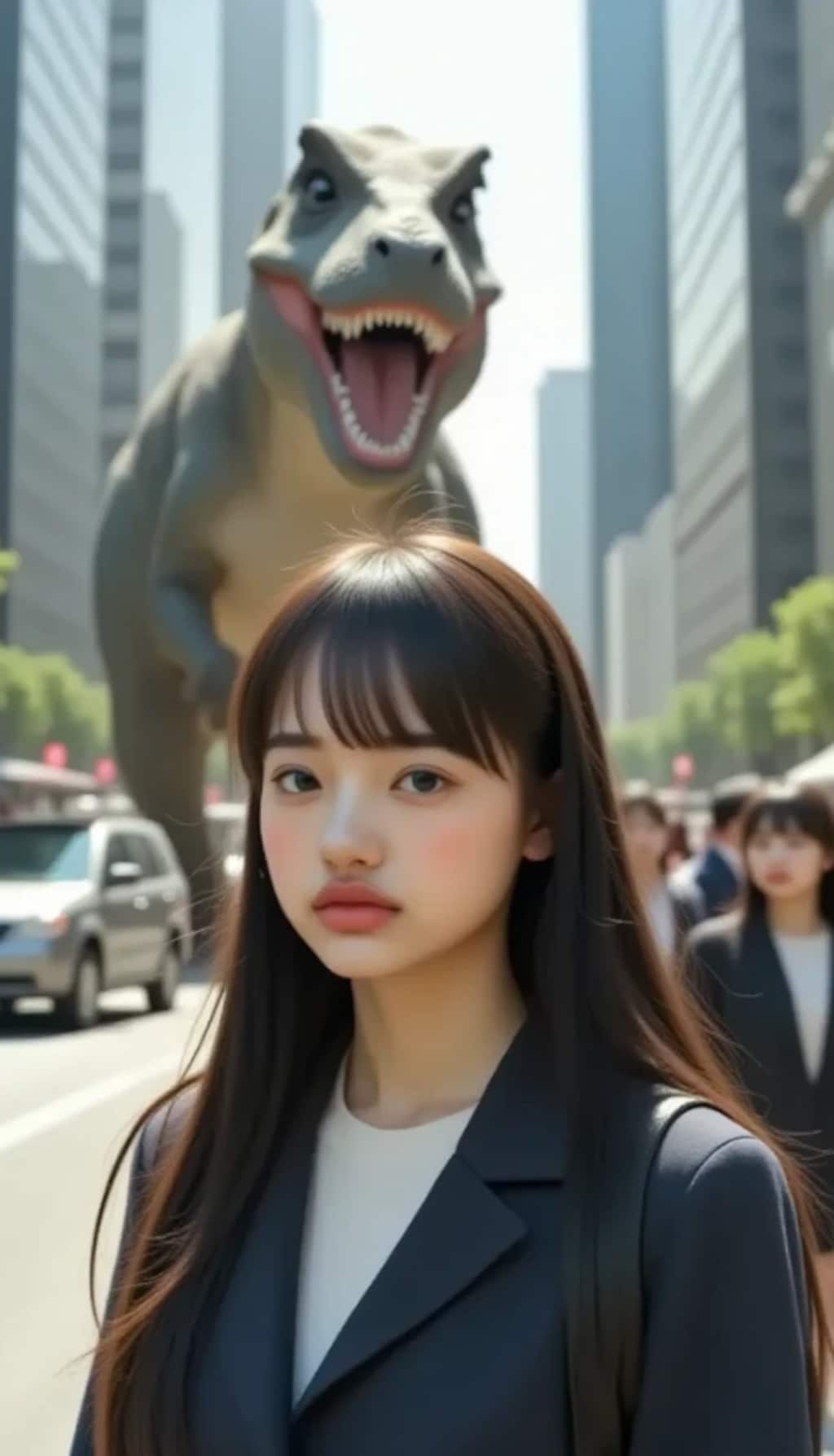 四足歩行×黒髪ロング