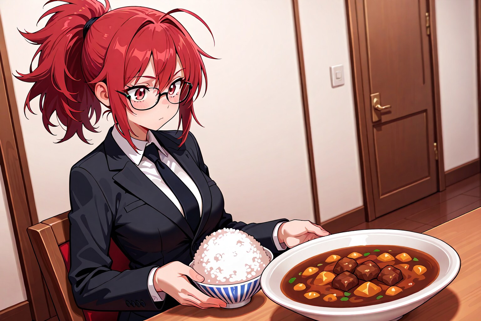 カレーを食べる女性