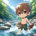 夏河を越すうれしさよ手に草履・男の子・ちびキャラ編 2枚目