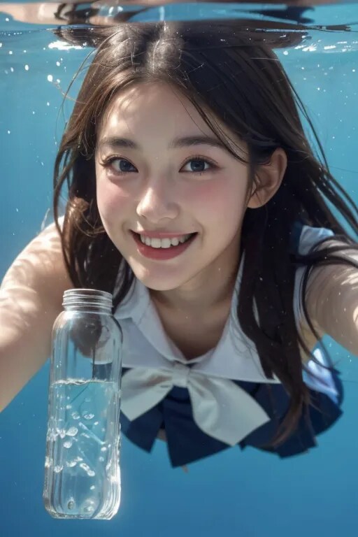 水中にらめっこ♪水泳部だから1時間は平気かな♪