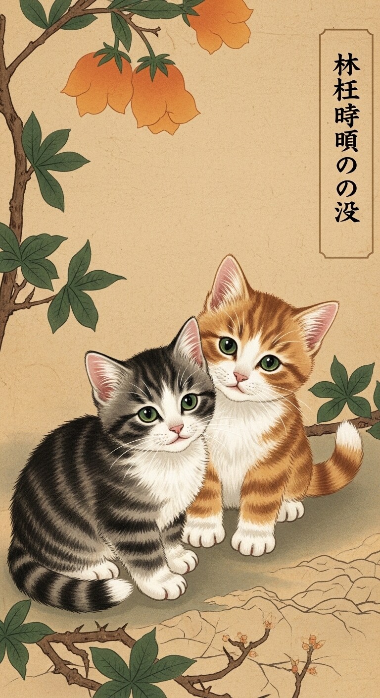 にゃんにゃん日本画