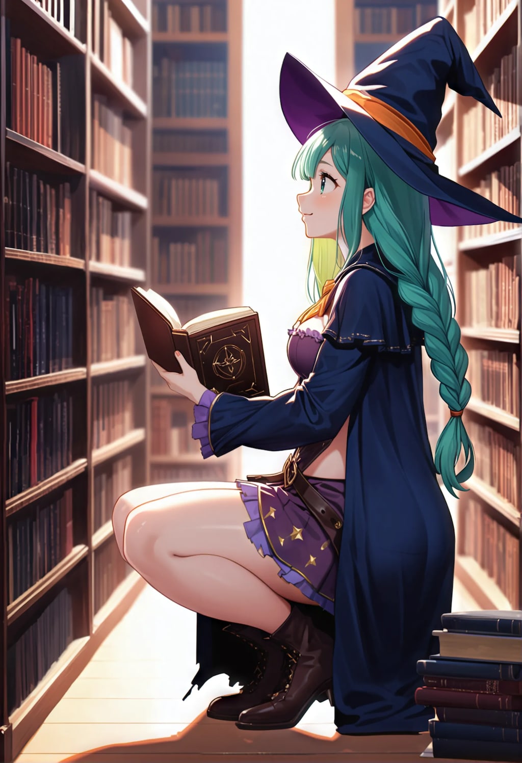 読みふける魔女っ娘