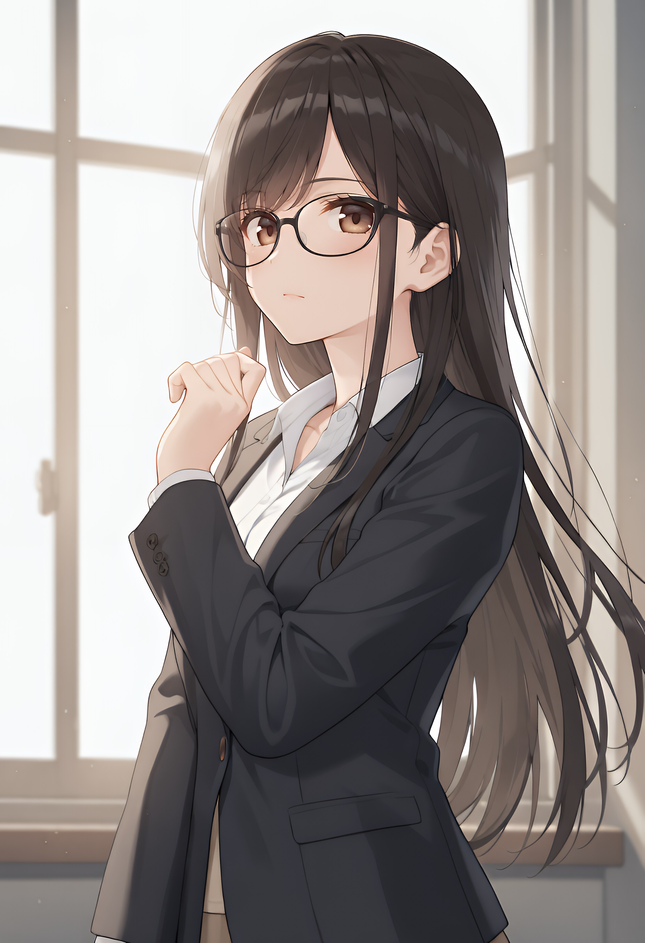 黒髪ロング眼鏡っ娘