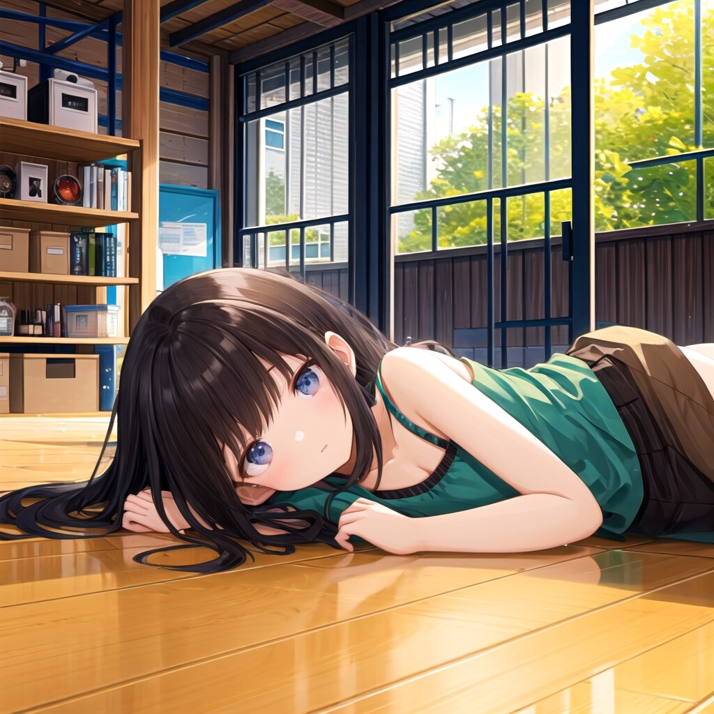 寝そべる女の子