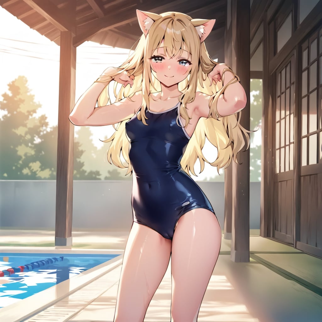 スク水猫耳さんを美脚呪文で