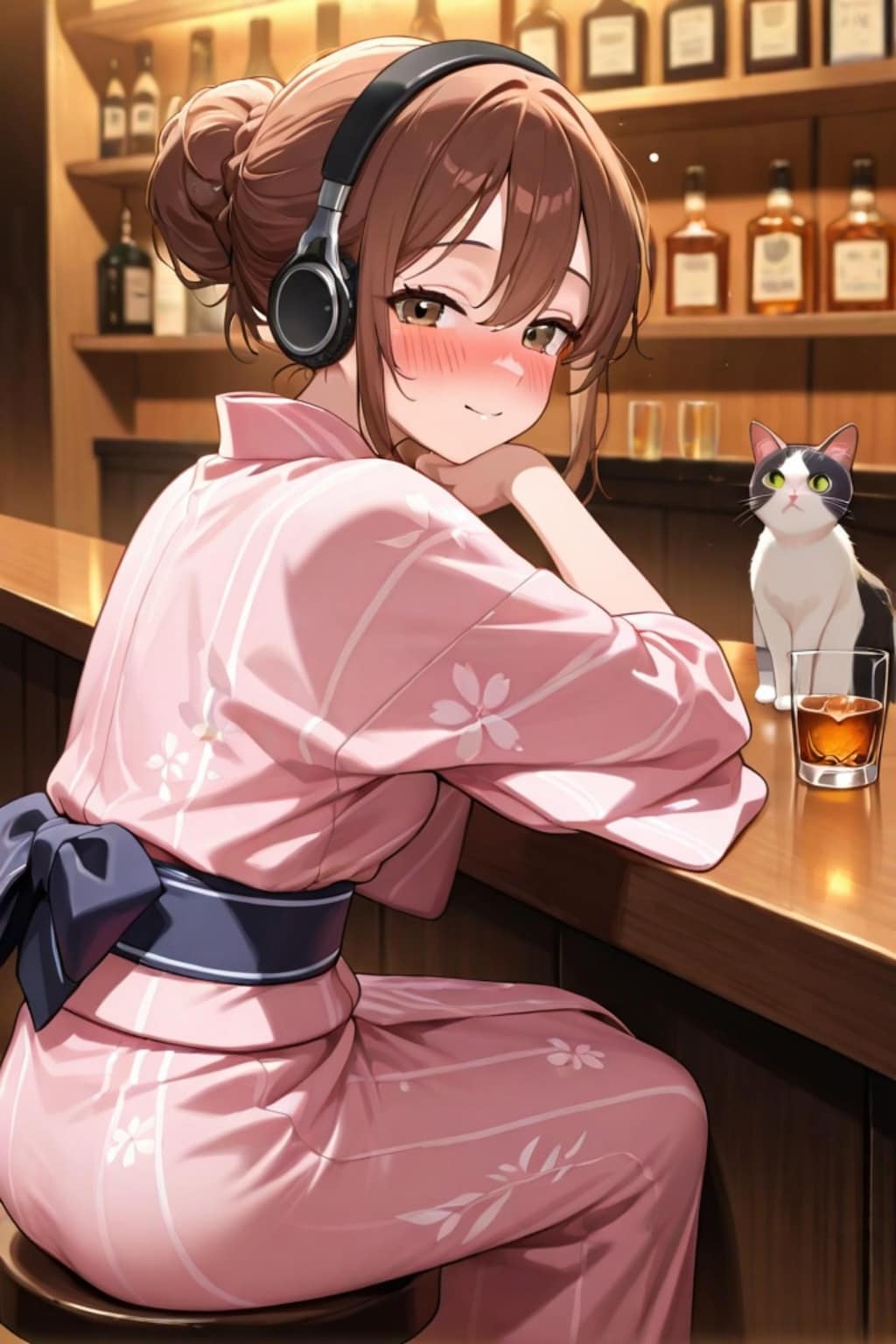 猫と茶髪ちゃん