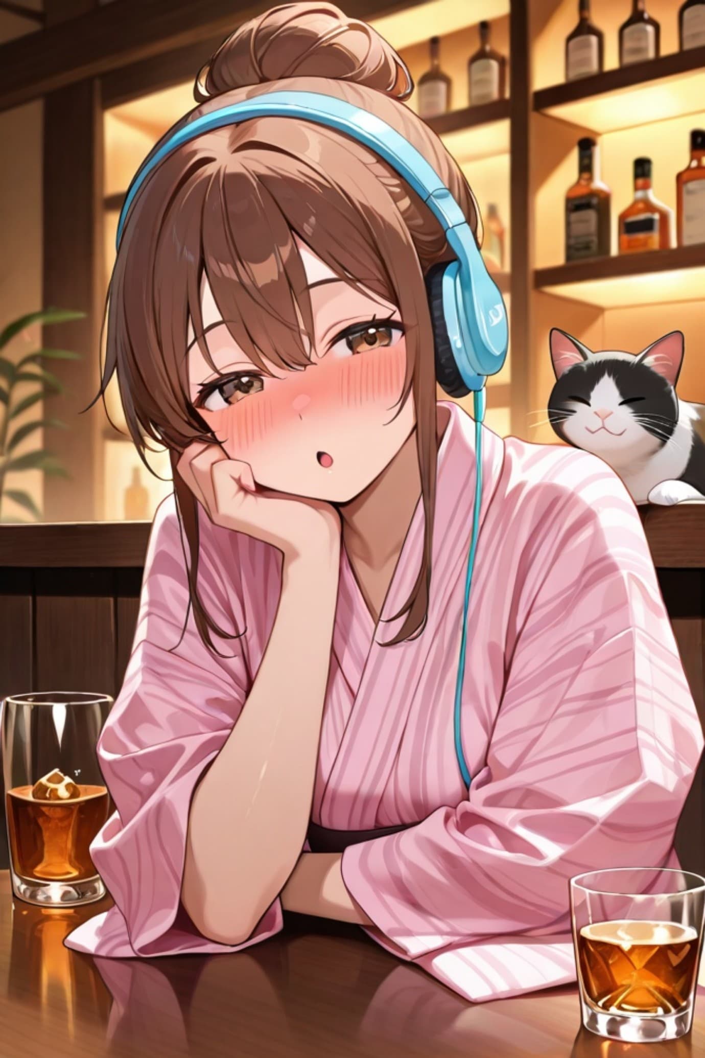 猫と茶髪ちゃん