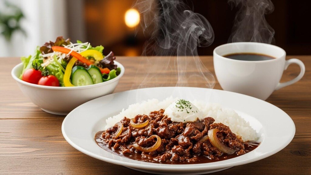 摩訶不思議食堂のハヤシライスセット