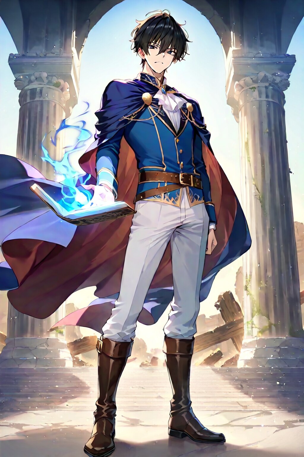 幻想的な古代遺跡の前、大柄な男性魔導士1-1-1-8 | の人気AIイラスト・グラビア