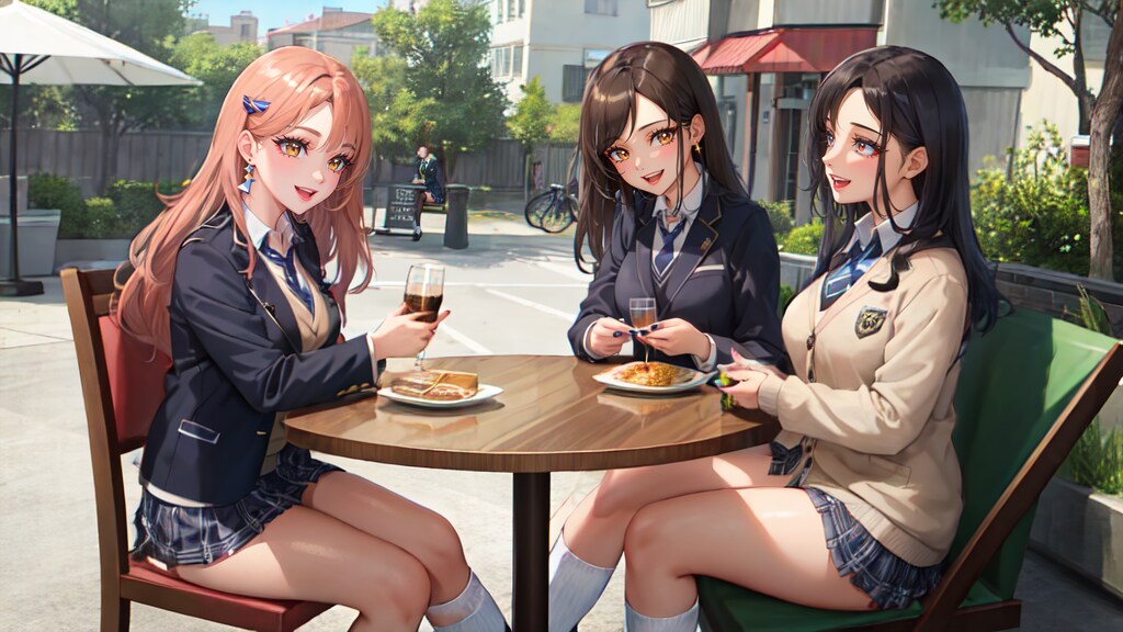 放課後、喫茶店のテラスにて