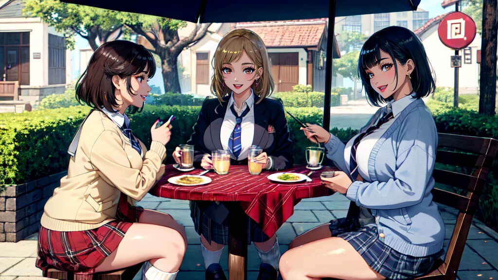 放課後、喫茶店のテラスにて