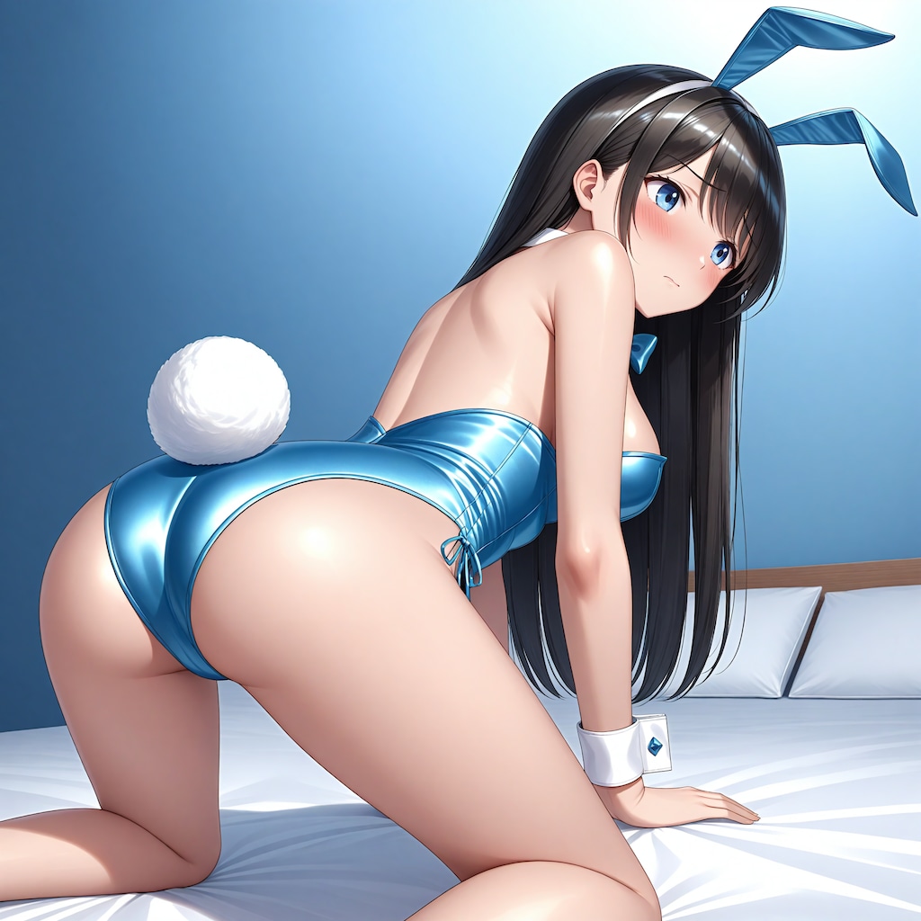 空色バニーガール四つん這い後ろから