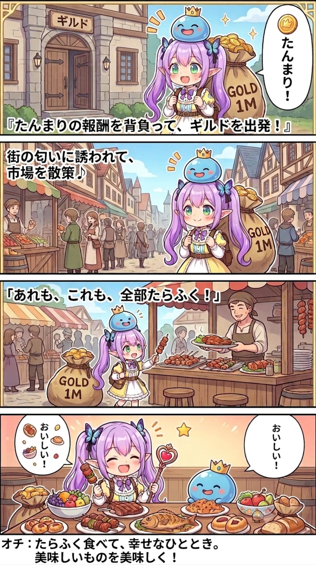 報酬ゲットの後のもぐもぐタイム