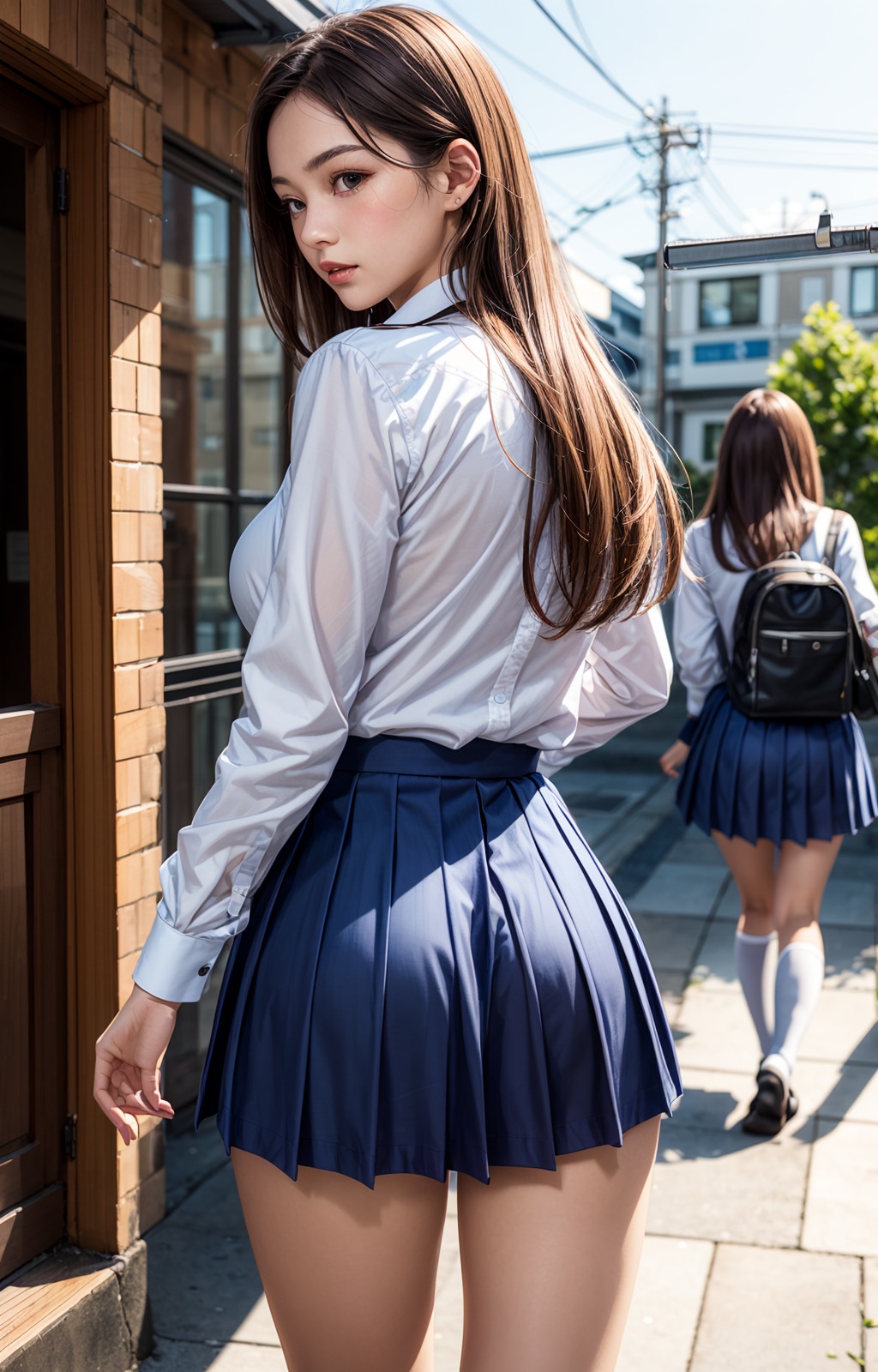 巨乳女子校生パンチラ
