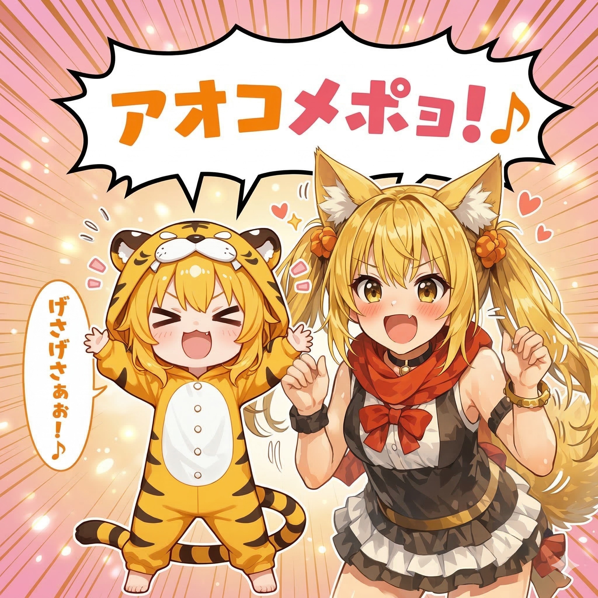 はやぱまさんの虎娘ちゃんとアオコメポョ！♪