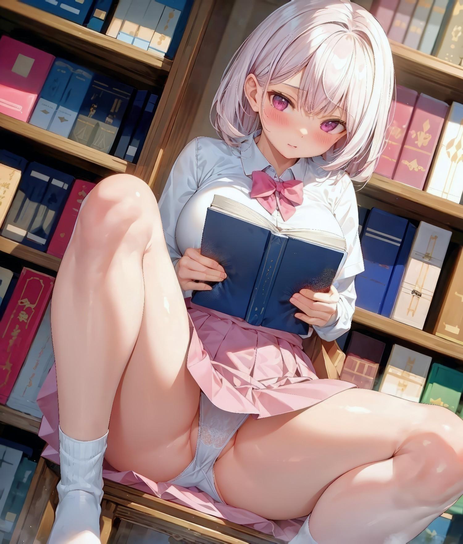 図書館で読書