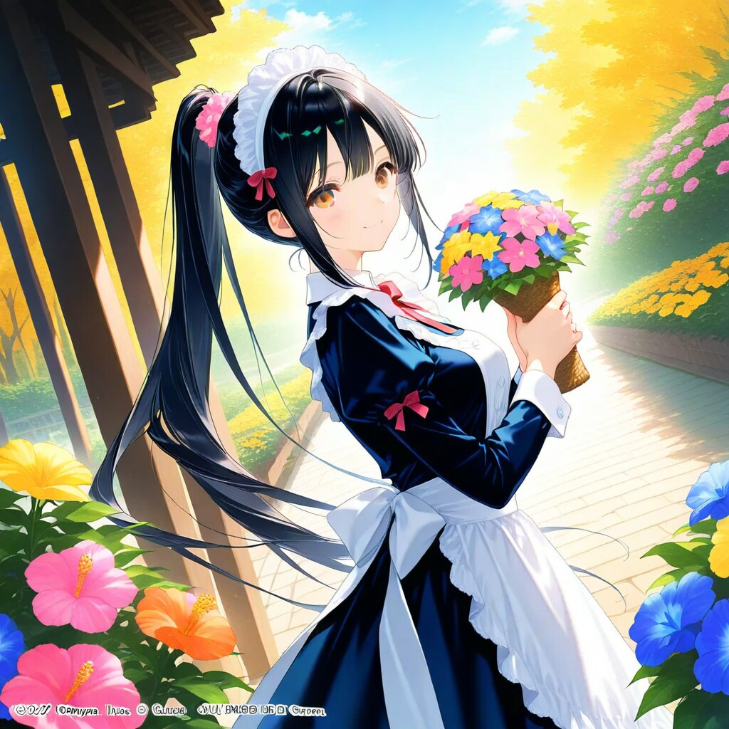 花とメイドさん | の人気AIイラスト・グラビア