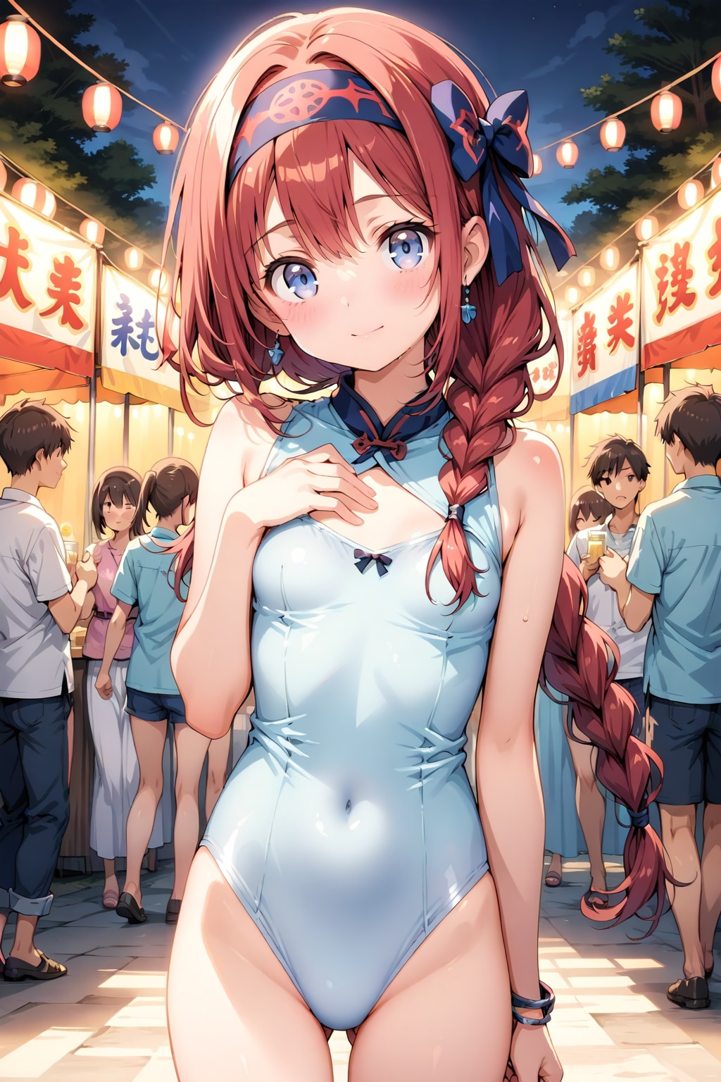 レオタードを着て夏祭りへ