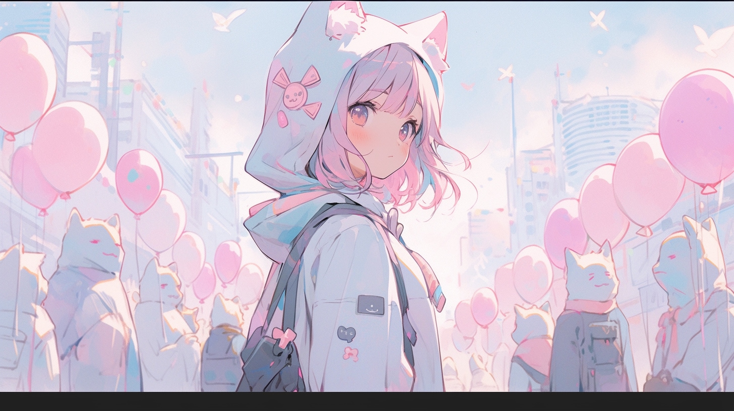 猫耳少女の風船街冒険記 | の人気AIイラスト・グラビア