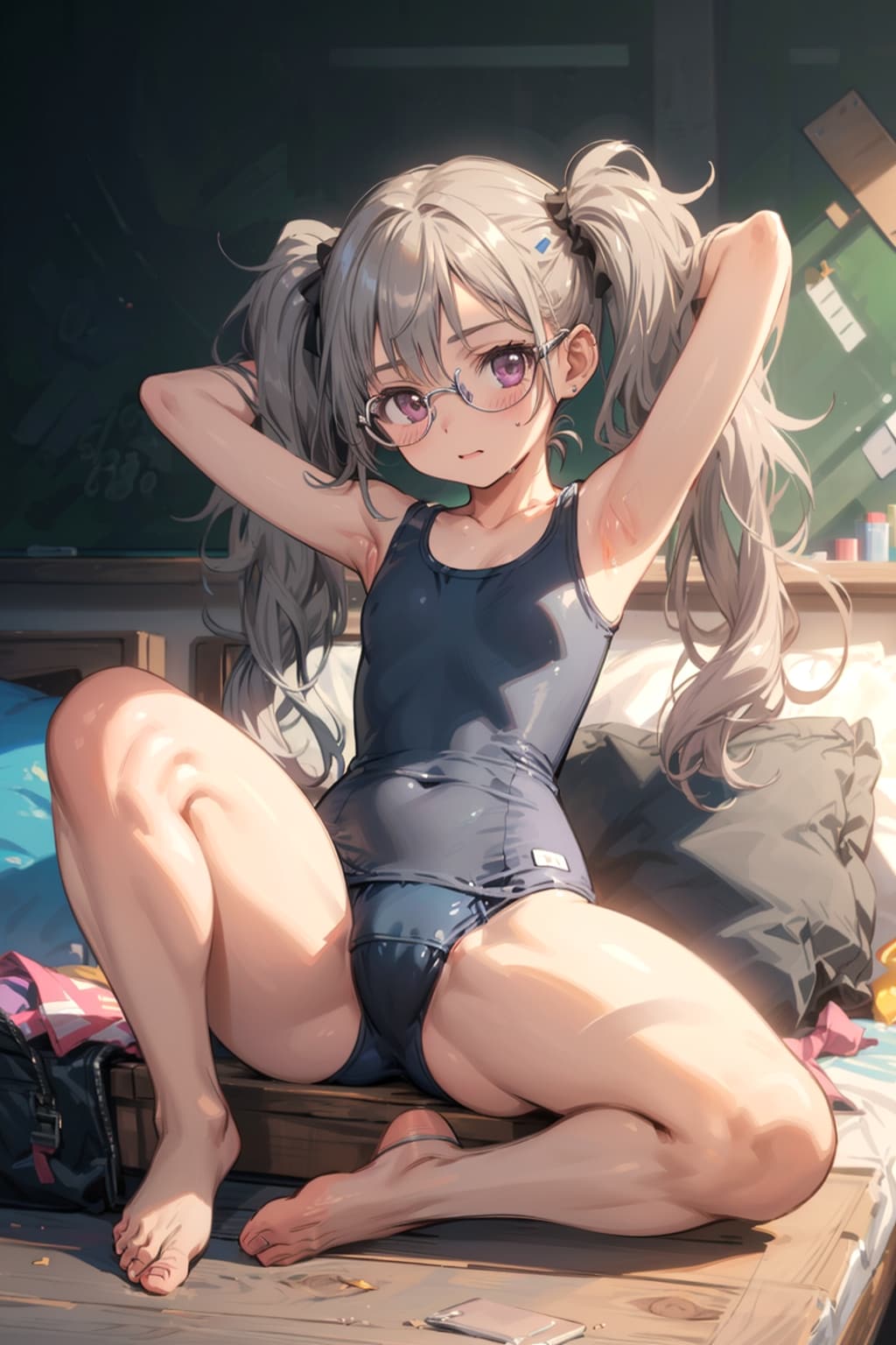 スク水の眼鏡っ娘