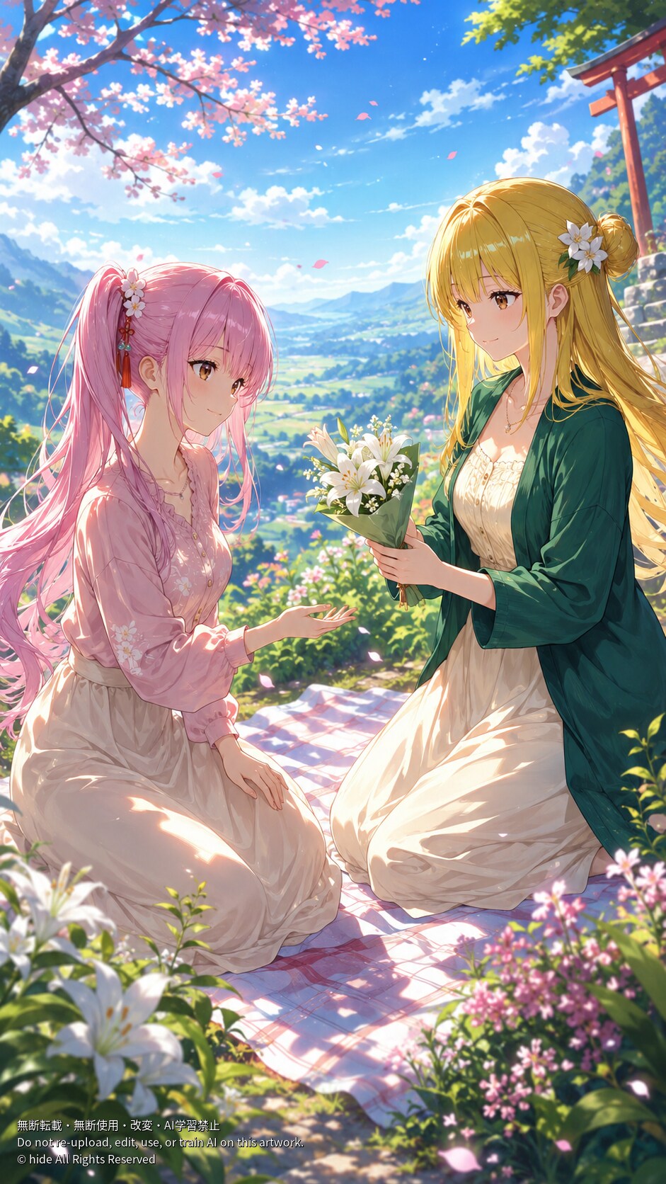 花束を渡す丘 | の人気AIイラスト・グラビア