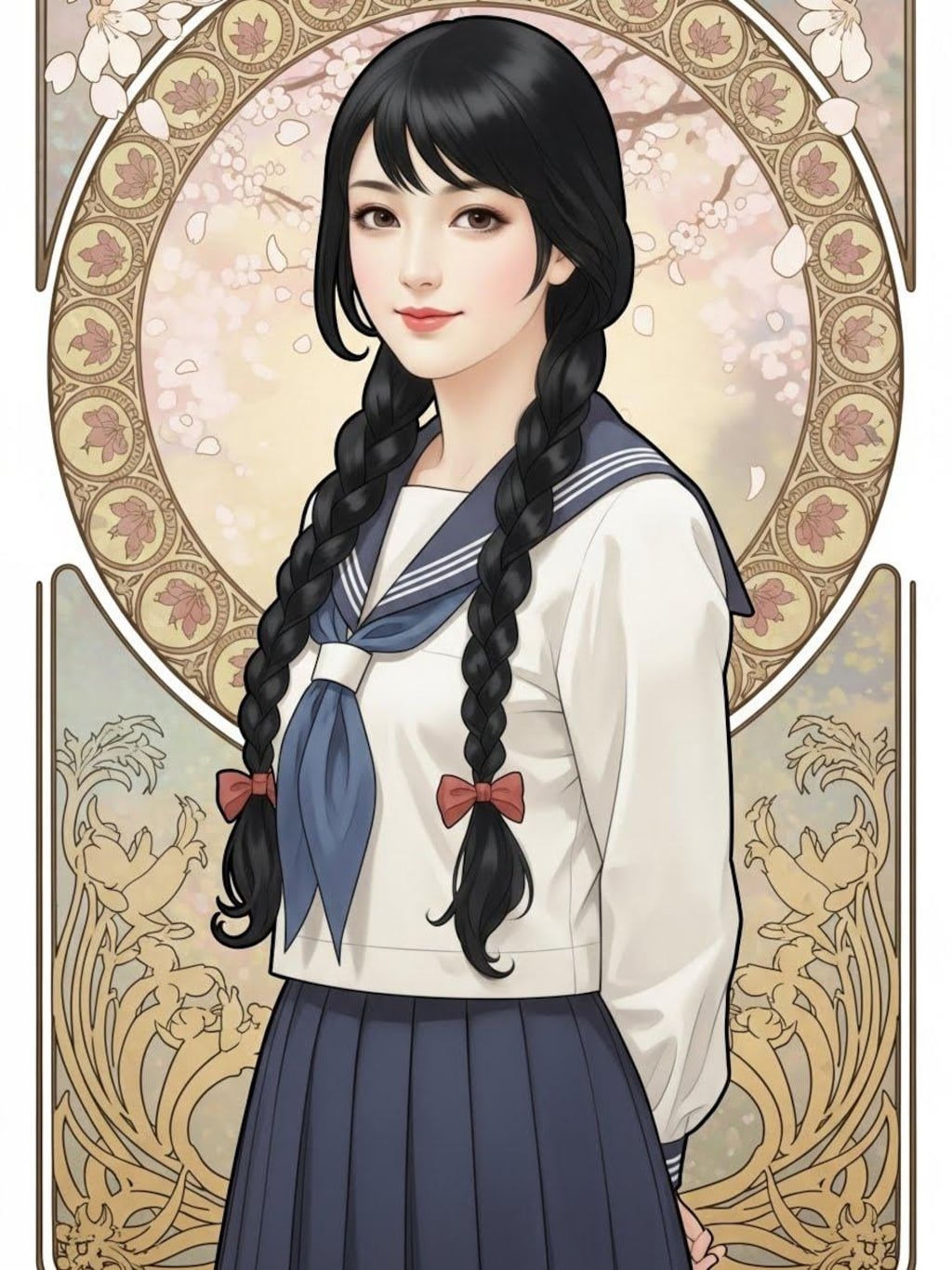 アールヌーヴォー女子高生(２枚)　ImageFX